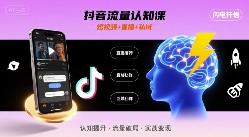 抖音流量认知课，短视频+直播+私域，认知提升，闪电开悟_微雨项目网