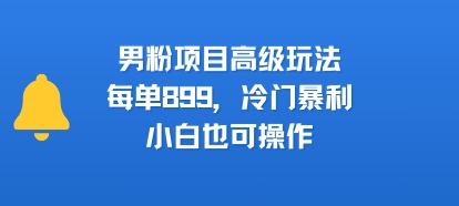 男粉项目高级玩法，每单899，冷门暴利，小白也可操作_微雨项目网