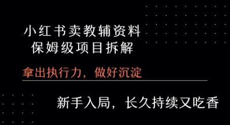 小红书卖小学教辅资料  保姆级项目拆解  1次课程彻底讲清楚!_微雨项目网