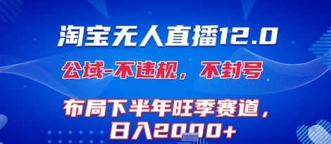 淘宝无人直播12.0，不封号，不违规，布局下半年旺季赛道，日入1k+(独家技术)【揭秘】_微雨项目网