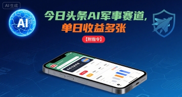 今日头条AI军事赛道，单日收益多张 ，手机可做【附指令】_微雨项目网