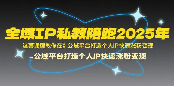 全域IP私教陪跑2025年，这套课程教你在​公域平台打造个人IP快速涨粉变现_微雨项目网