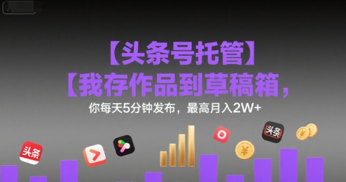 【头条号托管 】我存作品到草稿箱，你每天5分钟发布，最高月入2W+【揭秘】_微雨项目网