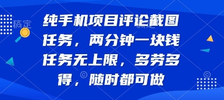 纯手机项目评论截图任务，两分钟一块钱 任务无上限多劳多得，随时随地都能做【揭秘】_微雨项目网