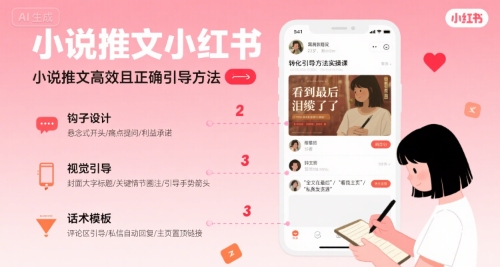 小说推文小红书高转化引导方法实操课，小说推文高效且正确引导方法_微雨项目网