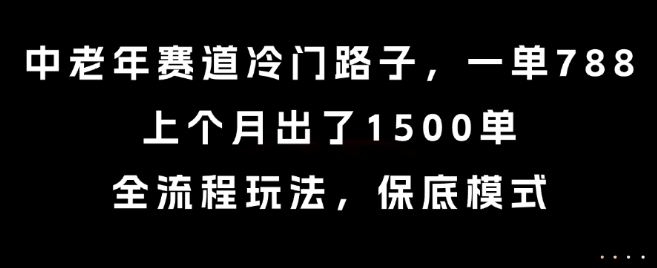 中老年赛道冷门路子，一单788，上个月出了1500单，全流程玩法，保底模式【揭秘】_微雨项目网