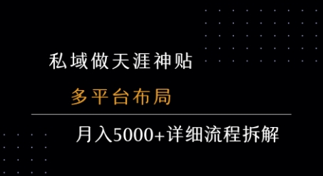 私域做天涯神贴 多平台布局 月入5k+详细流程拆解_微雨项目网