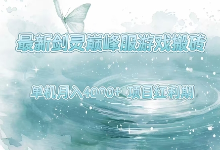 最新剑灵巅峰服游戏搬砖，项目红利期，单机稳定月入4k+操作简单好上手【揭秘】_微雨项目网