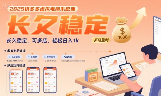 2025拼多多虚拟电商系统课，长久稳定，可多店，轻松日入1k_微雨项目网