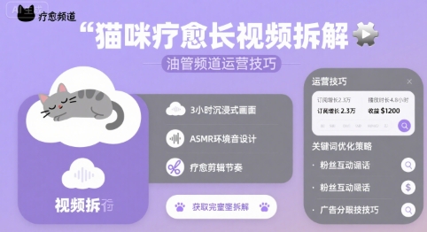 猫咪疗愈长视频拆解 &油管频道运营技巧_微雨项目网
