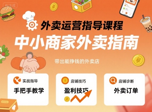 外卖运营指导课程，中小商家外卖指南，手把手带出能挣钱的外卖店_微雨项目网