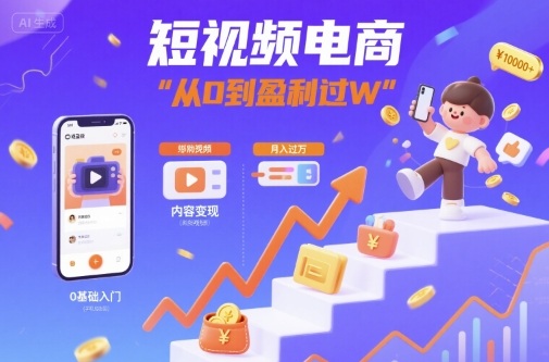 短视频电商：短视频变现从0到盈利过W_微雨项目网