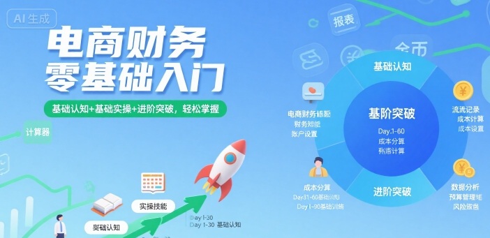 电商财务零基础入门，基础认知+基础实操+进阶突破，轻松掌握_微雨项目网
