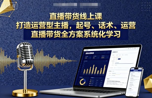 直播带货线上课，打造运营型主播，起号、话术、运营，直播带货全方案系统化学习_微雨项目网