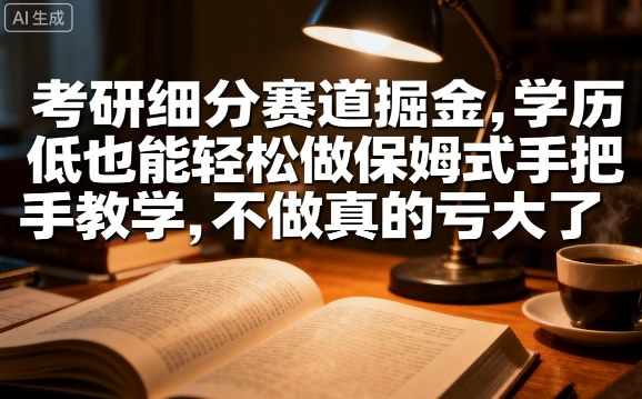考研细分赛道掘金，日入1k+，学历低也能轻松做保姆式手把手教学，不做真的亏大了【揭秘】_微雨项目网