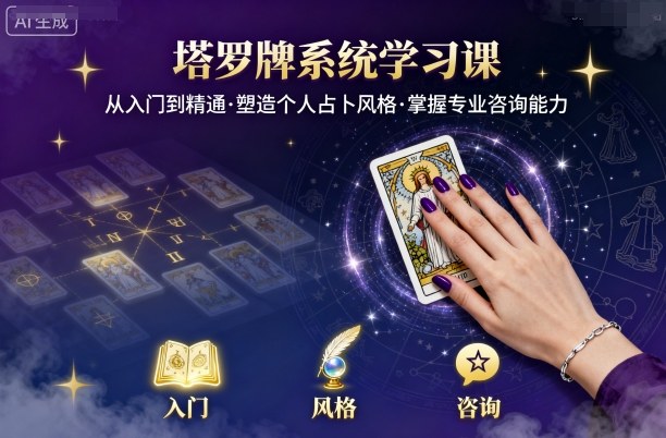 塔罗牌系统学习课，助你从入门到精通，塑造个人占卜风格，掌握专业咨询能力_微雨项目网