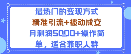 小众赛道玩法：当下最热门的变现方式，精准引流+被动成交月利润5k+操作简单，适合兼职人群_微雨项目网