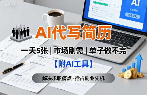 AI代写简历，一天5张，今年找工作难，市场刚需，单子做不完【附AI工具】_微雨项目网