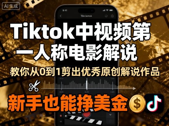 Tiktok中视频第一人称电影解说，教你从0到1剪出一个优秀的原创解说作品，新手也能挣美金_微雨项目网