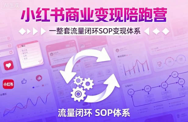 小红书商业变现陪跑营，轻IP矩阵 私域获客 聚光投流，一整套流量闭环SOP变现体系_微雨项目网