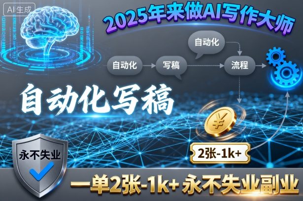 2025年来做AI写作大师，自动化写稿，一单2张-1k+，永不失业副业_微雨项目网