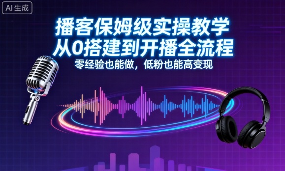 播客保姆级实操教学，从0搭建到开播全流程，零经验也能做，低粉也能高变现_微雨项目网
