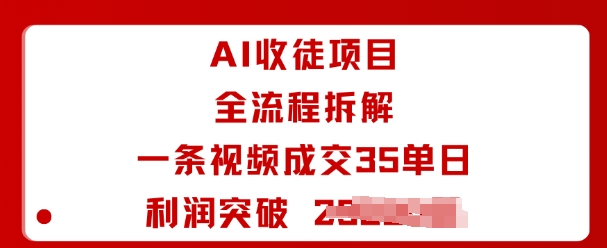 AI收徒项目全流程拆解一条视频成交35单日利润突破1k+_微雨项目网