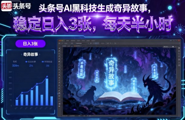 头条号AI黑科技生成奇异故事，稳定日入3张，每天半小时_微雨项目网