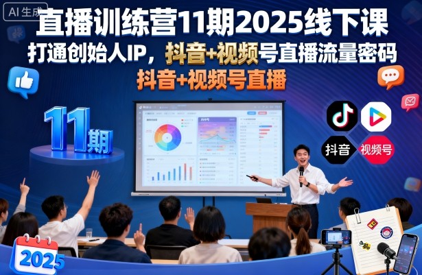 直播训练营11期2025线下课，打通创始人IP，抖音+视频号直播流量密码，教你做出高流量高变现的直播间_微雨项目网