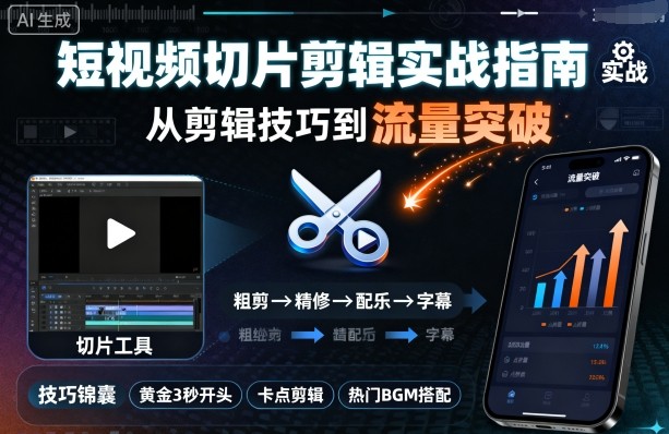 短视频切片剪辑实战指南，从剪辑技巧到流量突破_微雨项目网