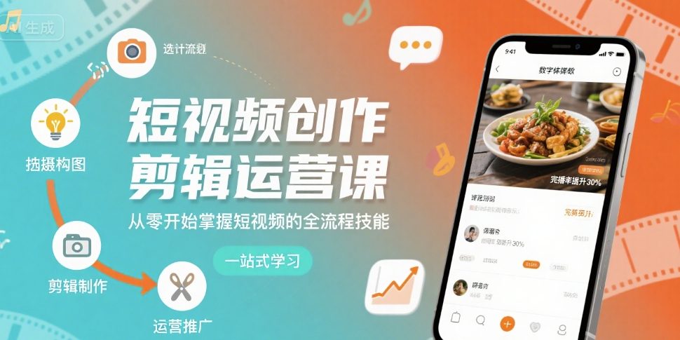 短视频创作剪辑运营课，从零开始掌握短视频的全流程技能_微雨项目网