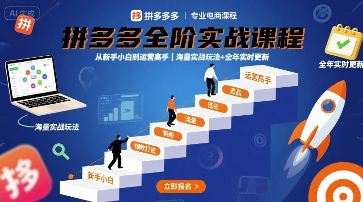 拼多多全阶实战课程，从新手小白到运营高手，海量实战玩法+全年实时更新【2025年9月更新】_微雨项目网