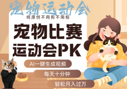 AI一键生成宠物比赛运动会PK视频，纯原创不用剪不用拍，每天十分钟，轻松月入过1W+_微雨项目网