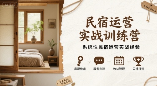 民宿运营实战训练营，系统性民宿运营实战经验_微雨项目网