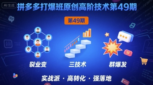 拼多多打爆班原创高阶技术第49期，拼多多裂变+阶梯+群爆_微雨项目网