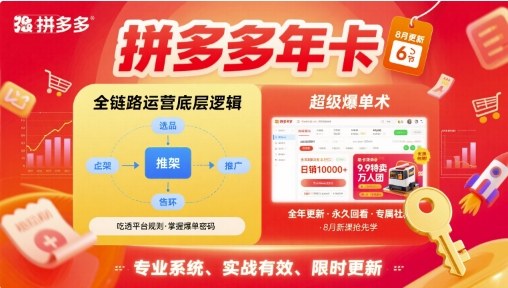 拼多多年卡【8月更新6节】拼多多全链路运营底层逻辑，超级爆单术_微雨项目网