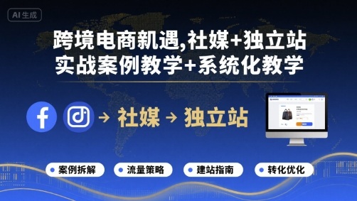 跨境电商新机遇，社媒+独立站，实战案例教学+系统化教学_微雨项目网