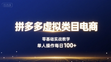拼多多虚拟类目电商，零基础实战教学，单人操作每日100+_微雨项目网