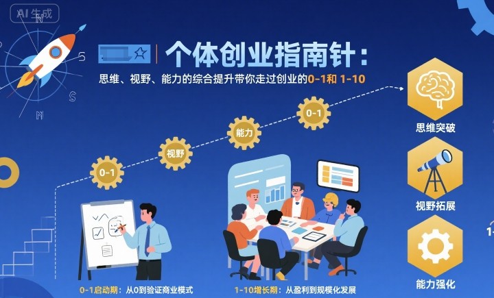 个体创业指南针，思维、视野、能力的综合提升带你走过创业的0-1和1-10【音频】_微雨项目网