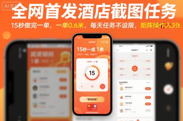 全网首发酒店截图任务，15秒做完一单，一单0.6米，每天任务不设限，矩阵操作日入3张【揭秘】_微雨项目网