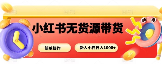 小红书无货源带货项目，简单无脑，新人小白日入多张_微雨项目网