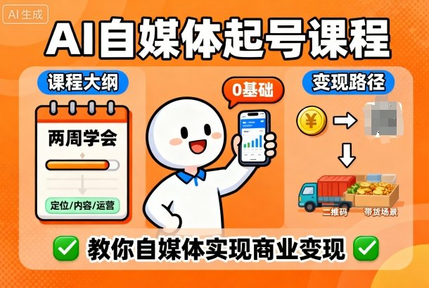 AI自媒体起号课程，0基础小白两周学会，教你自媒体实现商业变现_微雨项目网