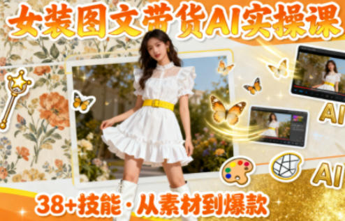 女装图文带货的AI实操课，覆盖38个实用技能，快速提升素材制作效率_微雨项目网