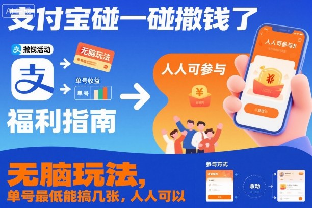 支付宝碰一碰撒钱了，无脑玩法，单号最低能搞几张，人人可以撸【揭秘】_微雨项目网
