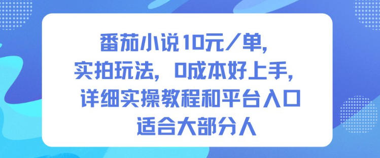 番茄小说10米每单，实拍玩法，0成本好上手，详细实操教程和平台入口适合大部分人_微雨项目网