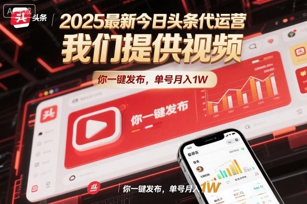 2025最新今日头条代运营，我们提供视频，你一键发布，单号月入1W【揭秘】_微雨项目网