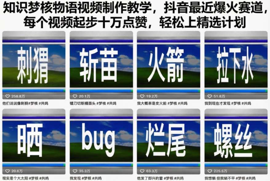 知识梦核物语视频制作教学，抖音最近爆火赛道，每个视频起步十万点赞，轻松上精选计划_微雨项目网