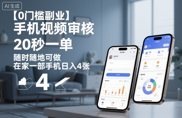 【0门槛副业】手机视频审核，20秒一单，随时随地可做，在家一部手机日入4张【揭秘】_微雨项目网