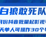 白狼敢死队最新抖音短视频批量起影视号(一天单人可操作30个号)视频课程_微雨项目网