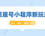 星座号小程序新玩法:起号、素材、剪辑,如何变现(附素材)_微雨项目网